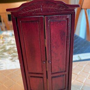 Miniature Dollhouse Handcrafted Wooden Tall Cabinet with Doors